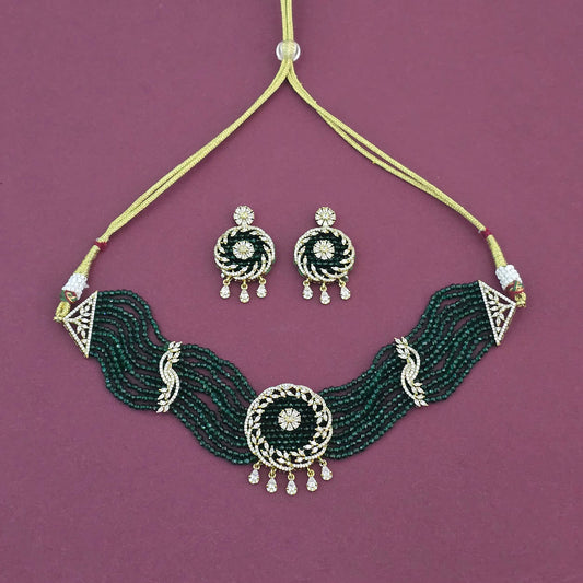 Classic Necklace Set With Mehndi Plating