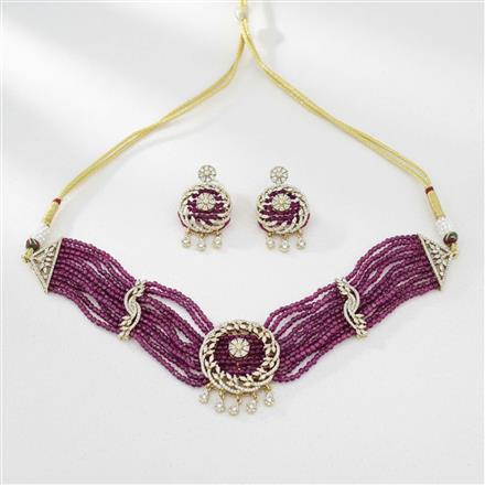 Classic Necklace Set With Mehndi Plating